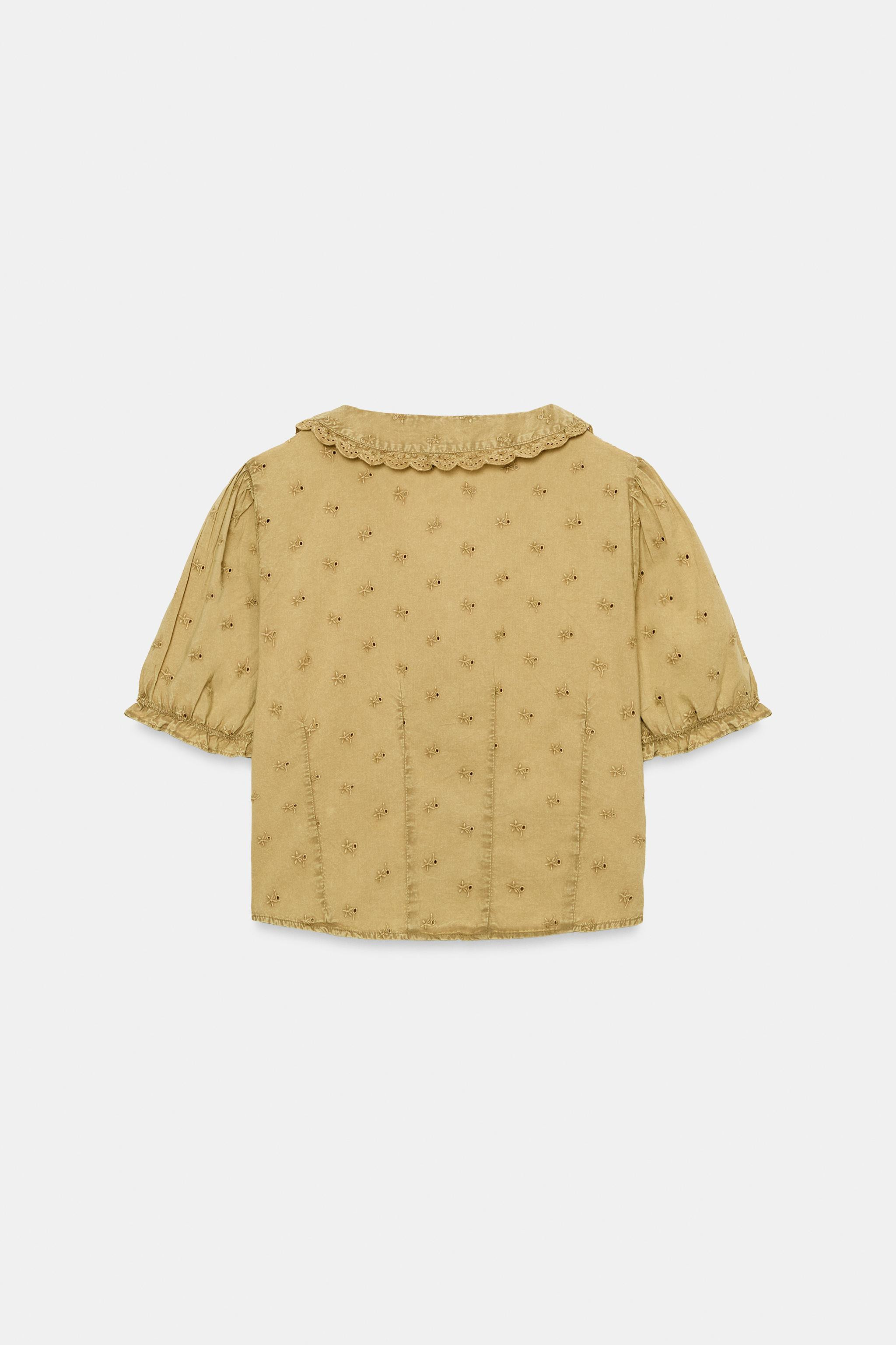 EMBROIDERED PETER PAN COLLAR SHIRT | Zara US