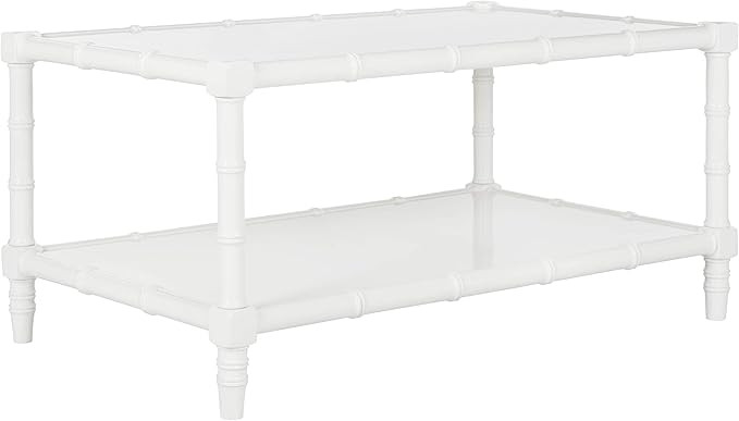 Safavieh Home Noam Coastal White Bamboo Style Coffee Table | Amazon (US)