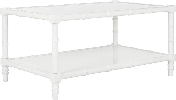 Safavieh Home Noam Coastal White Bamboo Style Coffee Table | Amazon (US)