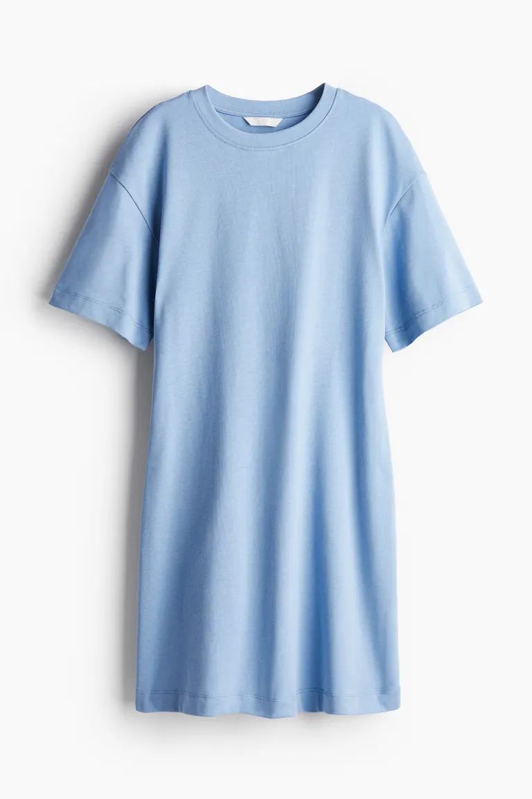 Defined-waist T-shirt Dress - Light blue - Ladies | H&M US | H&M (US + CA)