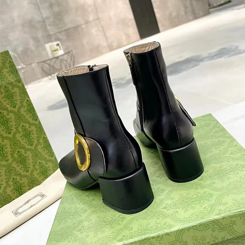 Designer Boots Thick Heel Leather Short Boots Women Spring And Autumn Fashion All Match Single Bo... | DHGate