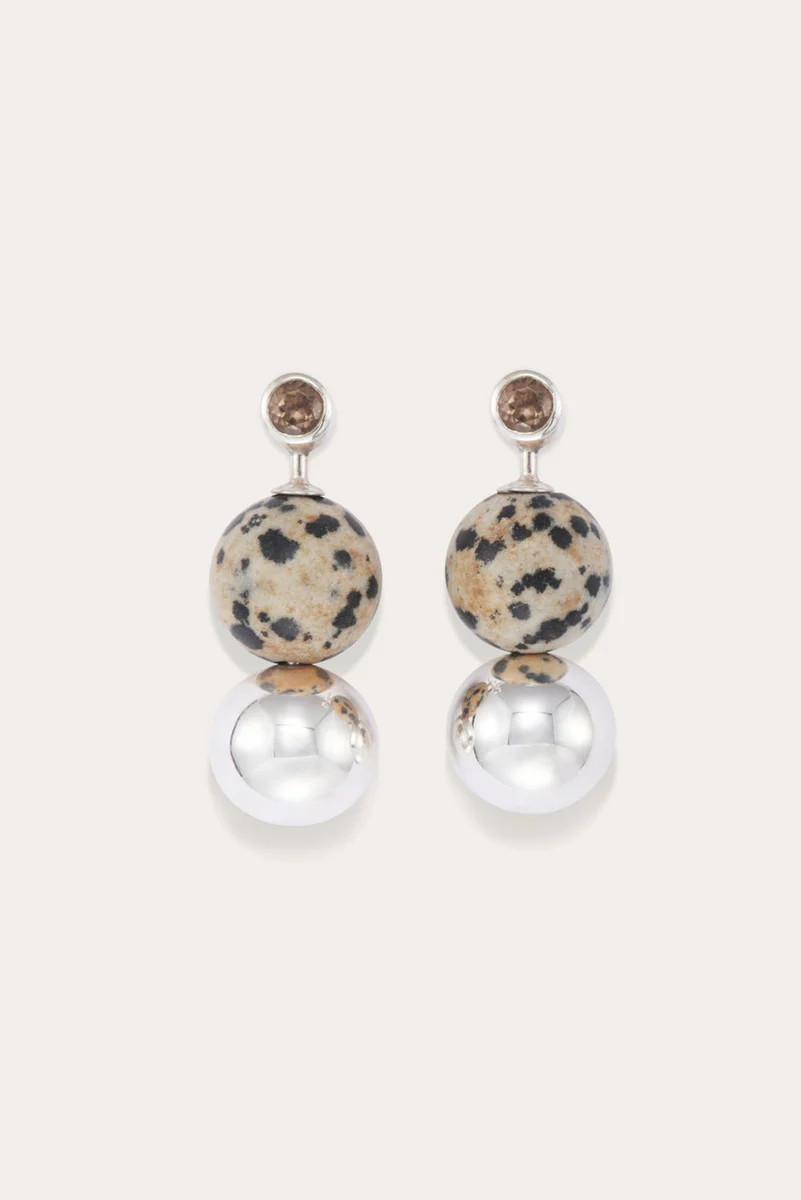 Marble & Sphere Earrings Silver | LITTLE LIFFNER