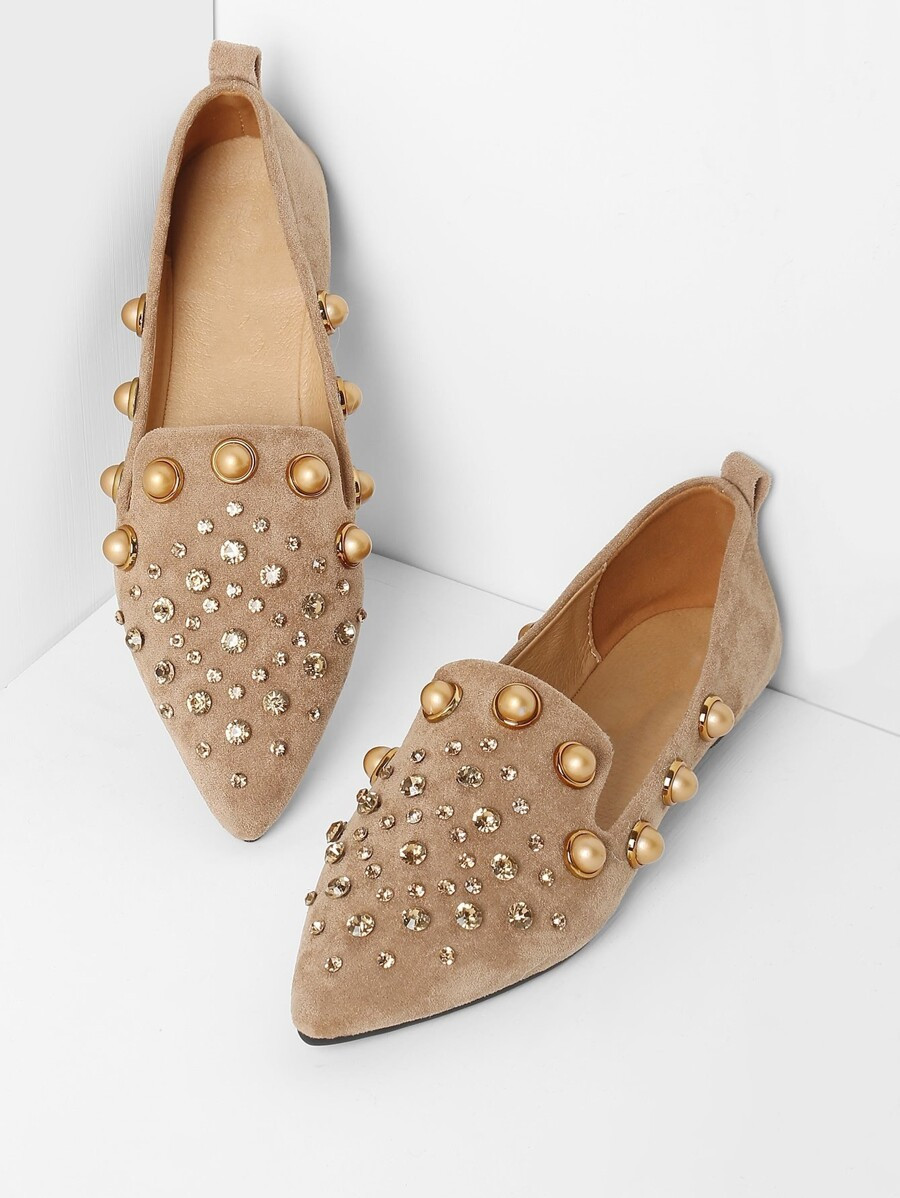Faux Pearl Pointed Ballet Flats | SHEIN