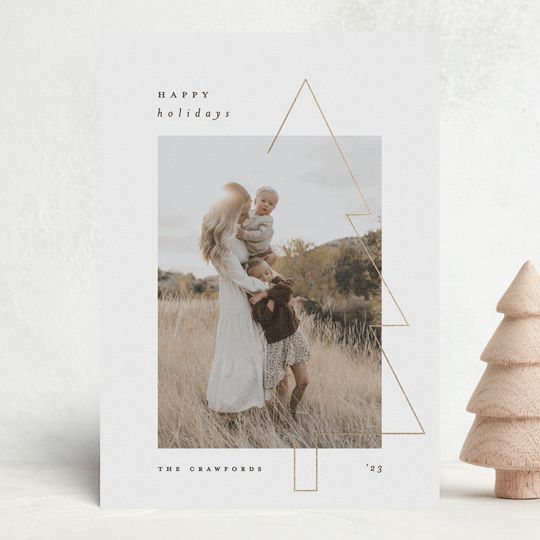 "tree clip" - Customizable Foil-pressed Holiday Cards in White by Carolyn Nicks. | Minted