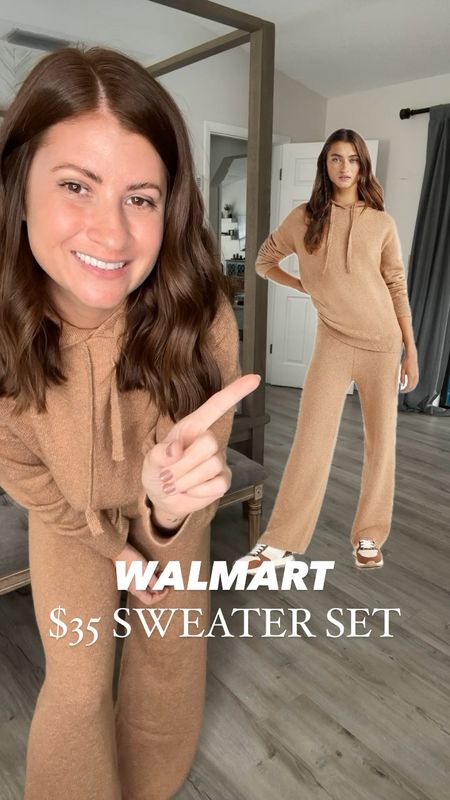 $35 Walmart Sweater Set 🙌🏼 It has a hood! So soft and love the fit! Perfect for lounging but also makes for the cutest casual outfit! 

✨Follow me for more affordable fashion and outfit ideas from Walmart✨

Wearing a small and is available in 3 other colors! 

#LTKSeasonal #LTKfindsunder100 #LTKstyletip
