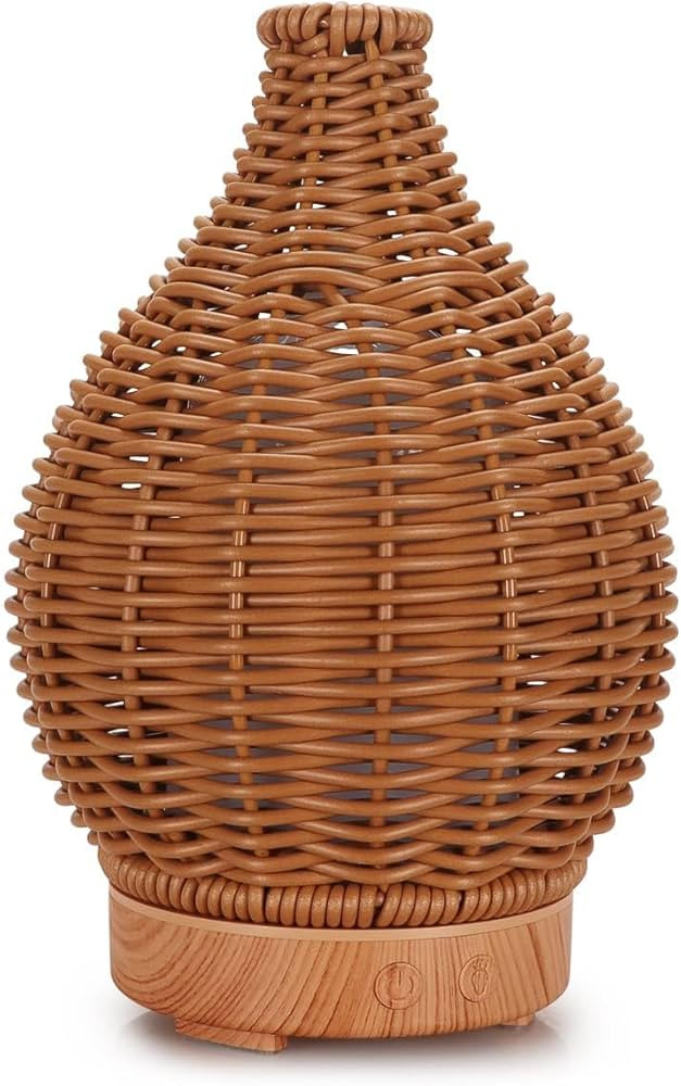 Boho Essential Oil Diffuser for Home Rattan Weaving with Remote Control, 100mL 7 Changing Color L... | Amazon (US)