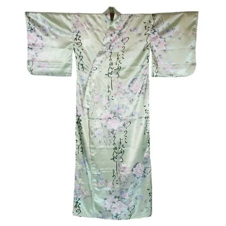 Green Poem & Flowers Japanese Kimono | Walmart (US)