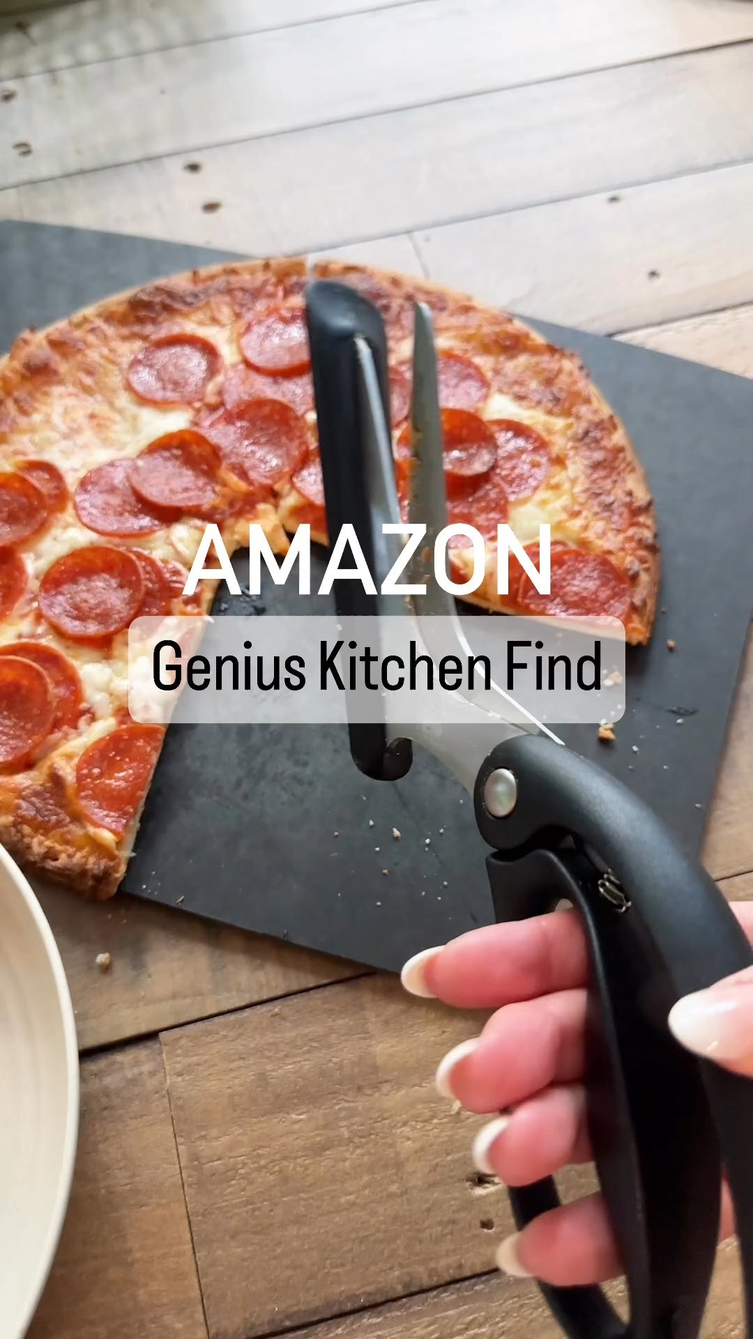 Amazon must-have kitchen gadget to make your pizza nights that much easier!

These pizza scissors are a game changer! The bottom leaves your pans/plates scratch free and it’s dishwasher safe!

You can also use these scissors to cut quesadillas, bread, etc!

Found it on amazon, kitchen find, genius kitchen item, home find 

#LTKVideo 

#LTKFindsUnder50 #LTKHome
