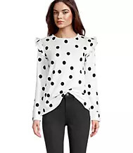 POLKA DOT RUFFLE SHOULDER SWEATSHIRT | LOFT Outlet