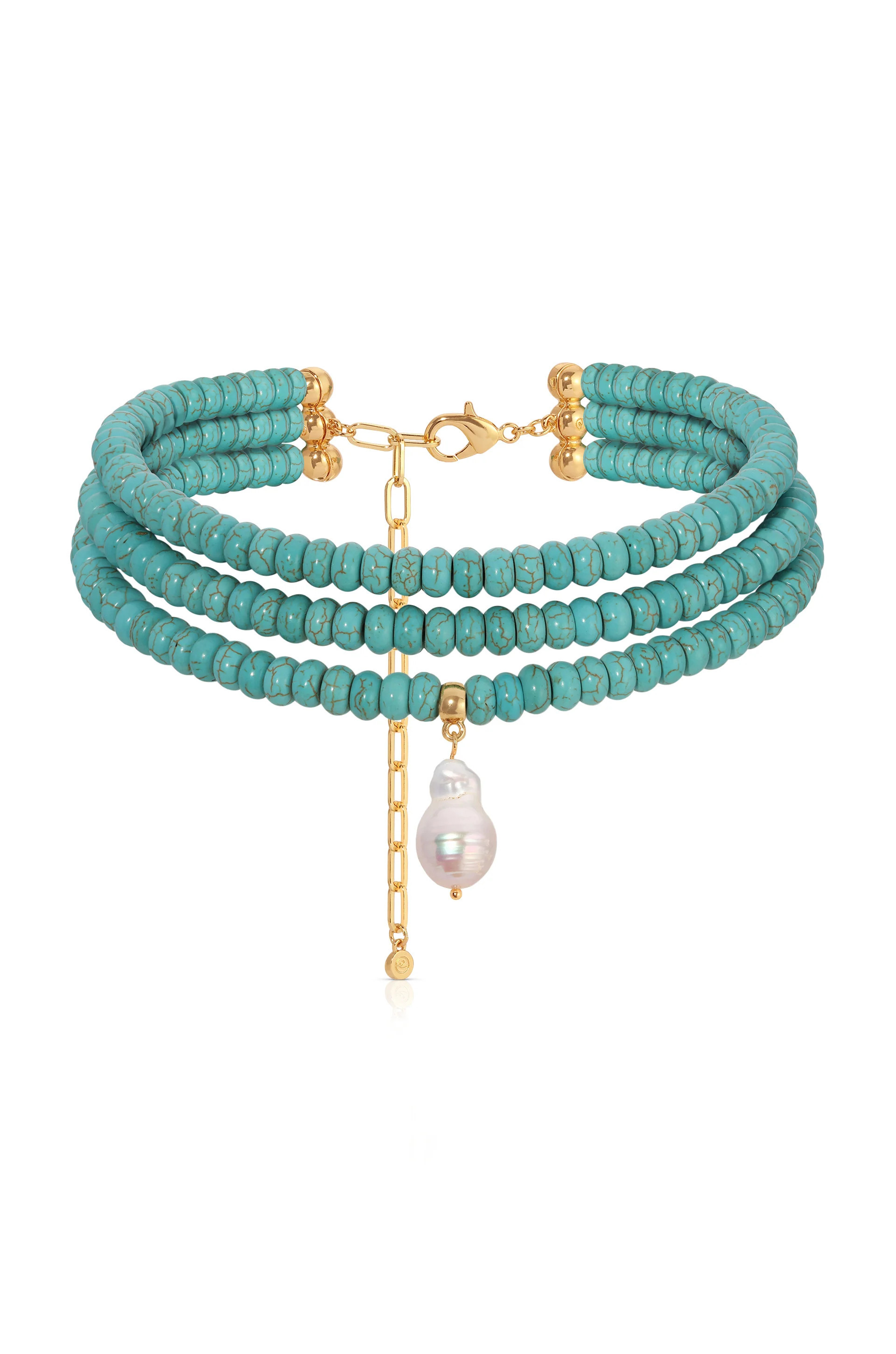 Marina Layers Turquoise Necklace - Turquoise with 18k Gold Plating / One Size | Ettika