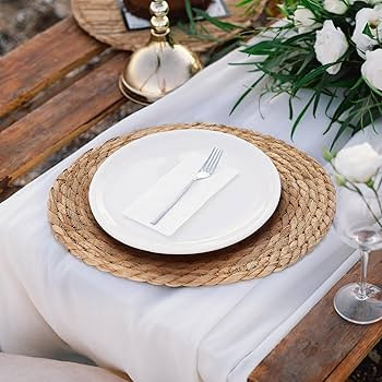 GENMOUS Woven Placemats Set of 10,12" Round Placemats Natural Water Hyacinth Boho Placemats,Farmh... | Amazon (US)