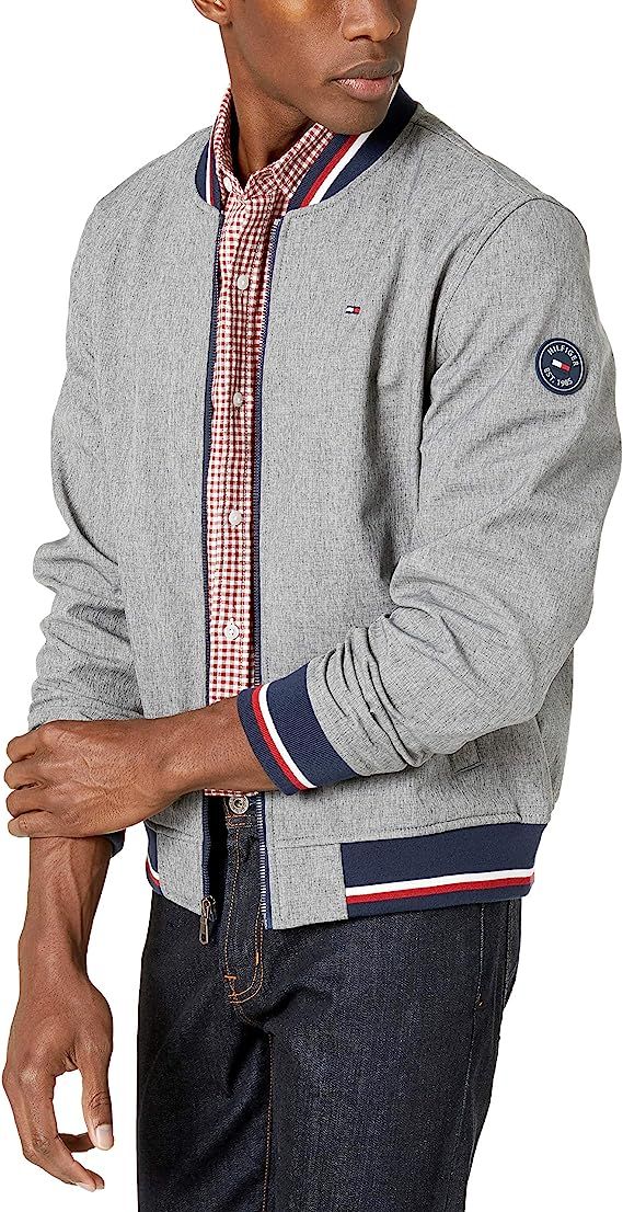 Tommy Hilfiger Men's Lightweight Varsity Rib Knit Bomber Jacket | Amazon (US)