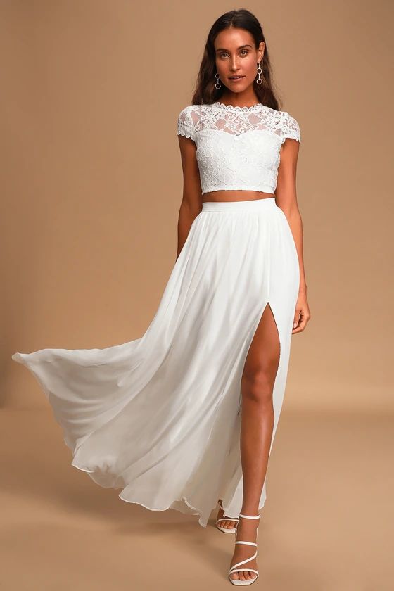 Sweet Stunner White Lace Two-Piece Maxi Dress | Lulus (US)
