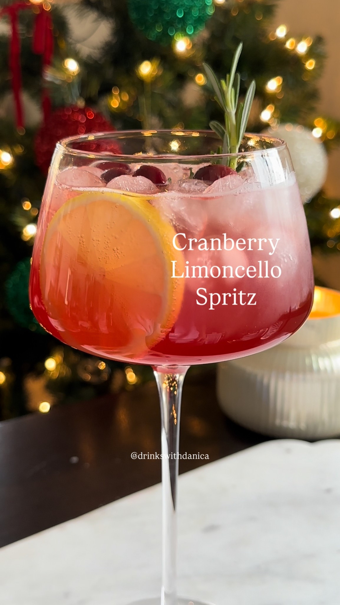 Cranberry Limoncello Spritz

Follow me on instagram and TikTok @drinkswithdanica for this recipe and more. Full recipe can also be found on www.drinkswithdanica.com
