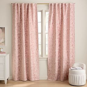 Velvet Floral Light-Filtering Curtain | Pottery Barn Teen