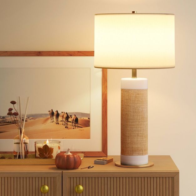 Ceramic Table Lamp with Natural Wrap White - Threshold™ | Target