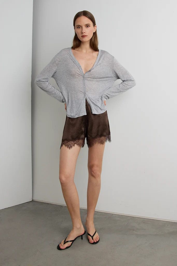 SATIN SHORT WITH LACE HEM | OAK + FORT