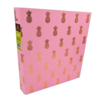 220 Sheet 1&#34; Ring Binder Gold Pineapples Pink - greenroom | Target