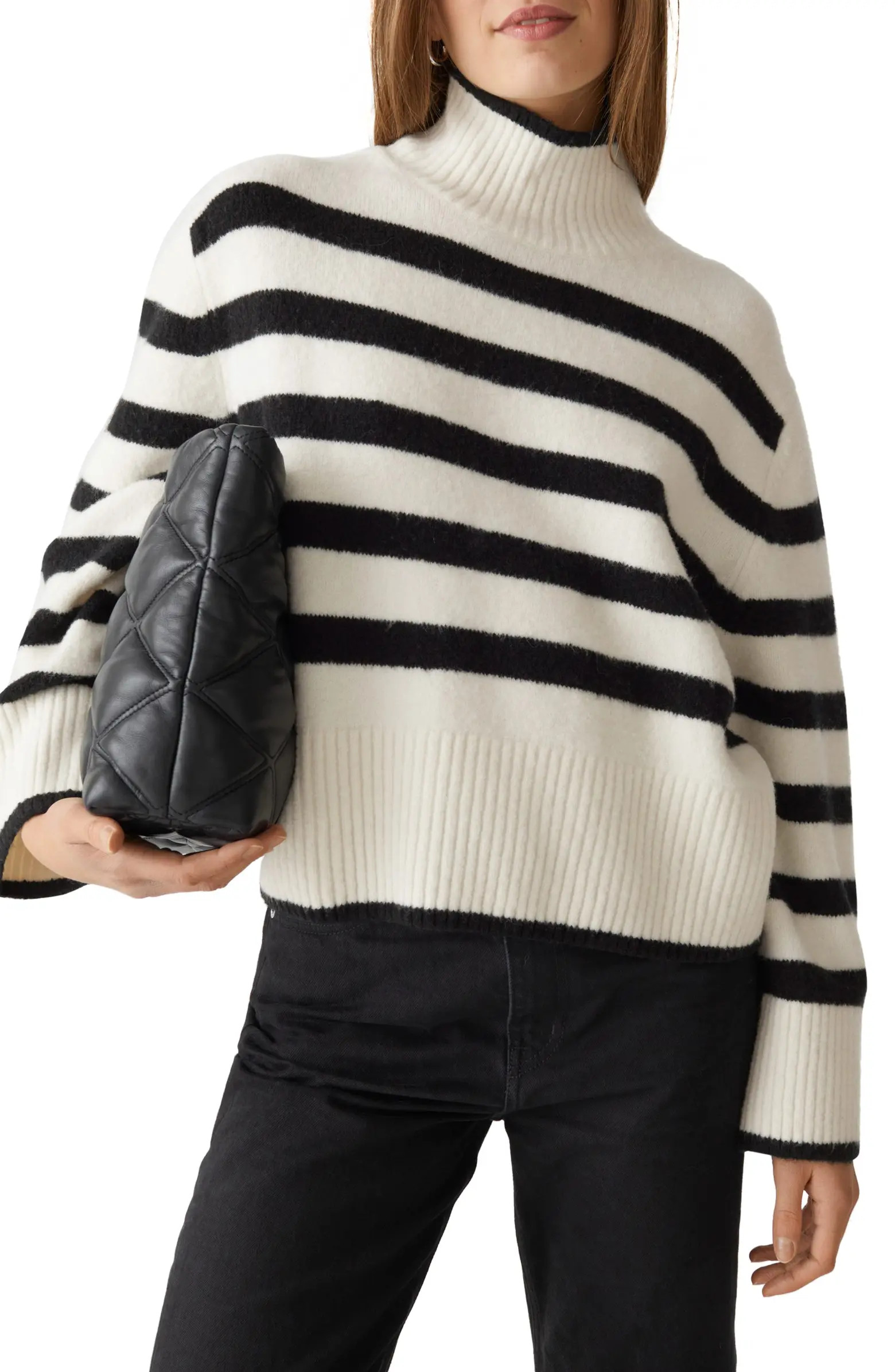 & Other Stories Stripe Mock Neck Wool Blend Sweater | Nordstrom | Nordstrom