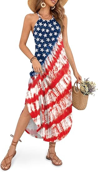 For G and PL Women's Summer Casual Halter Side Slit Maxi Beach Dress Resort Vacation Cruise Wear ... | Amazon (US)