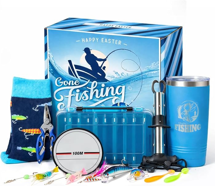 Fishing Easter Basket Stuffers for Men Teen Boys, Premade Easter Basket Gifts for Adutl Teens Hus... | Amazon (US)