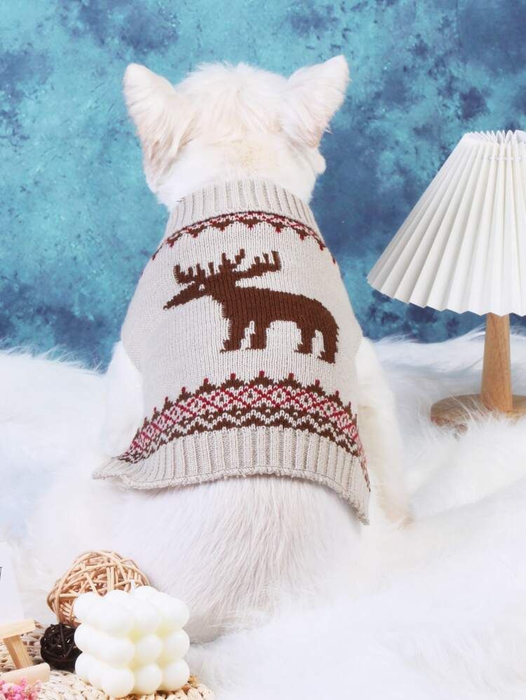 Christmas Elk Print Pet Sweater | SHEIN