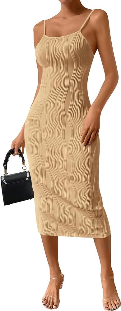 Pretty Garden Womens 2024 Summer Spaghetti Strap Sleeveless Knit Tight Fitted Dresses | Amazon (US)