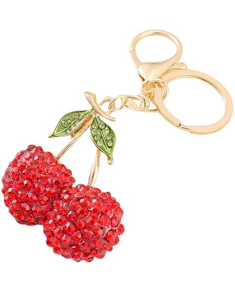 Rhinestone Cherry Keychain Sparkling Fruit Cherry Keyring Cute Cherry Keychain for Bag Purse Char... | Amazon (US)