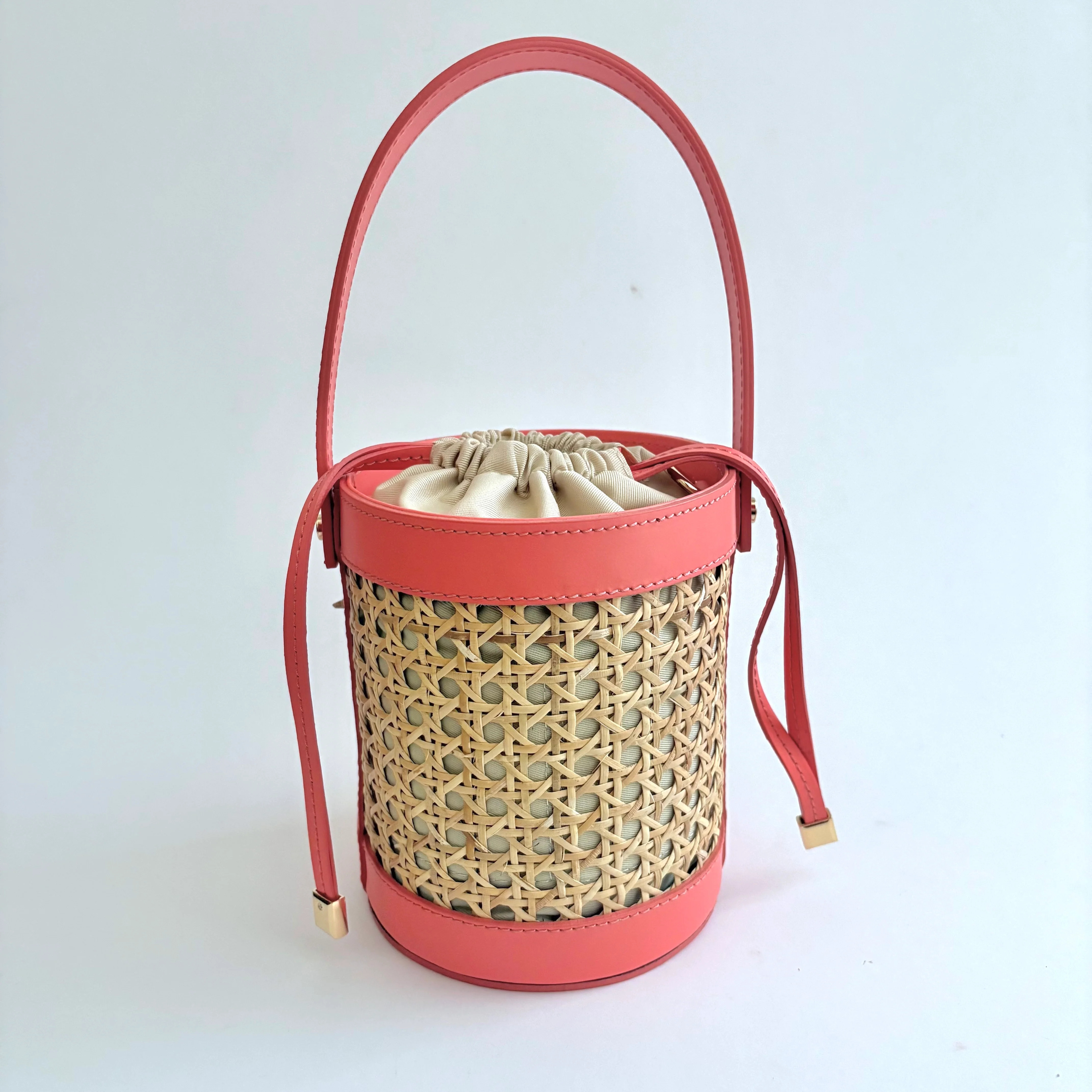 Coral Cane Wicker Bucket Bag | Colores Collective