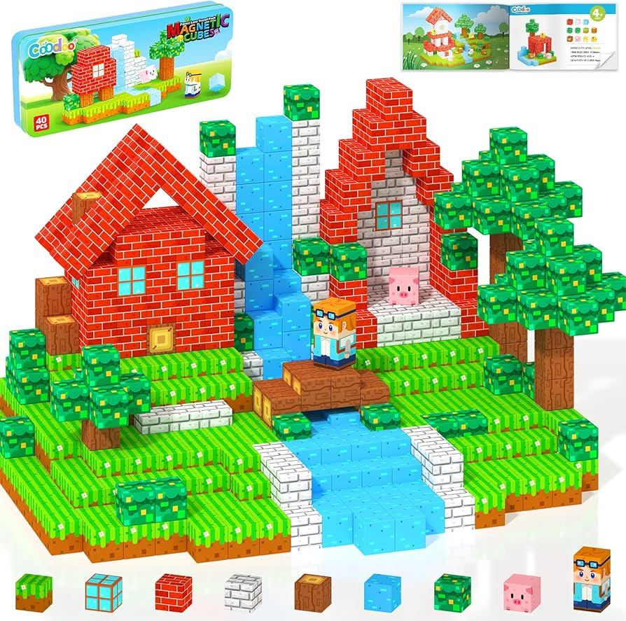 Magnetic Blocks Kids Travel Toys with Portable Metal Tin – Montessori Building Blocks STEM Magn... | Amazon (US)