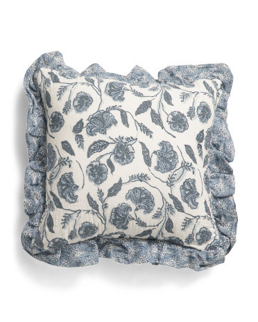 19x19 Made In Usa Paisley Ruffle Pillow | TJ Maxx