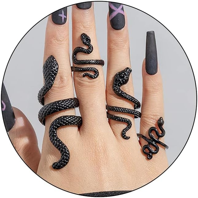 Snake Ring Silver Snake Rings for Women Phoenix Ring Adjustable Vintage Rings Punk Goth Rings Gol... | Amazon (US)
