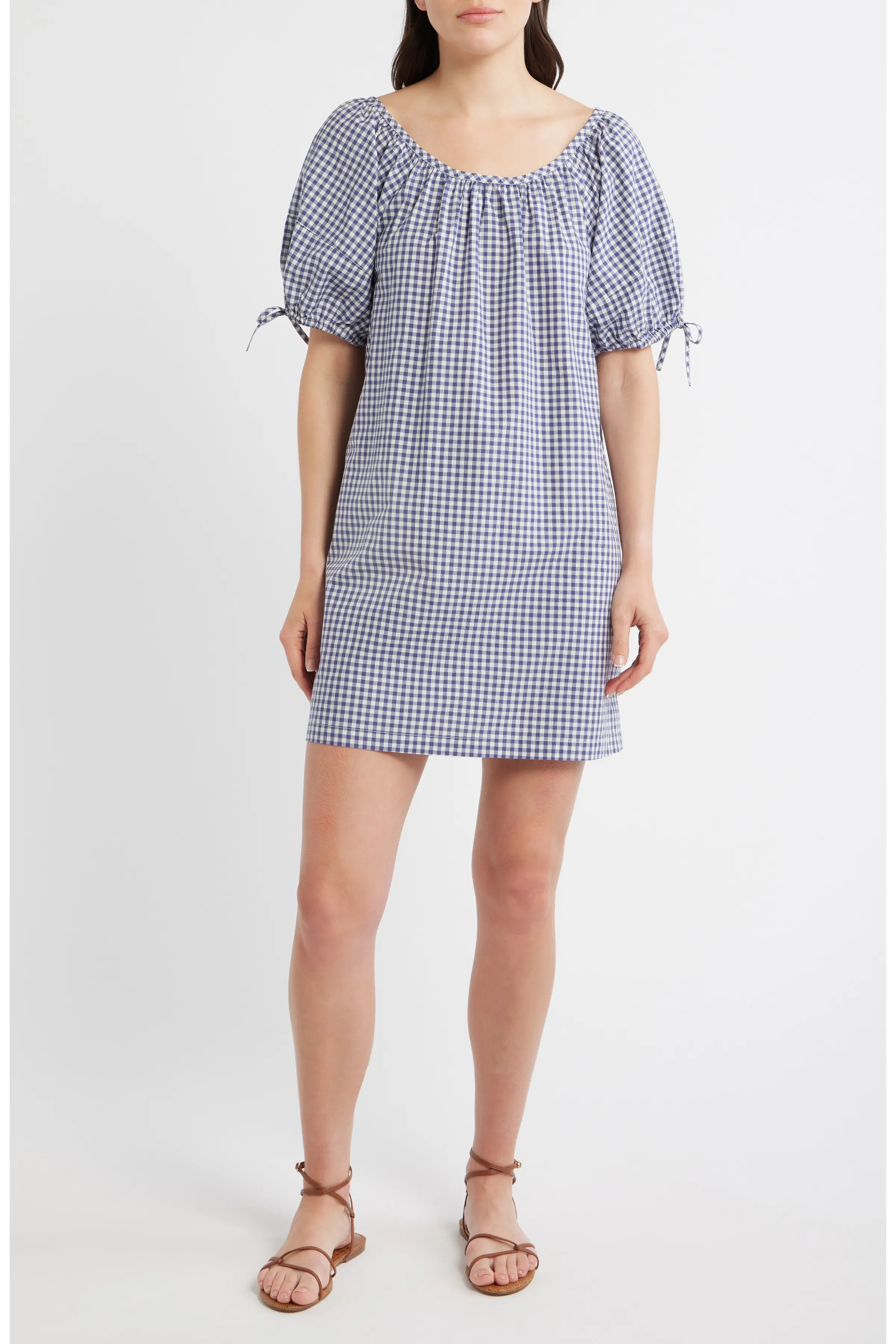 Aleca Gingham Tie Sleeve Minidress (Women) | Nordstrom | Nordstrom