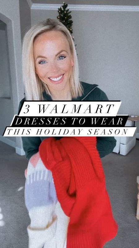 Walmart sweater dresses for the holiday season! Wearing a small in all of them, but should have done a medium in the red. 

Sweater dresses, holiday party outfit, holiday dress, Christmas dress 

#LTKSeasonal #LTKHoliday #LTKstyletip
