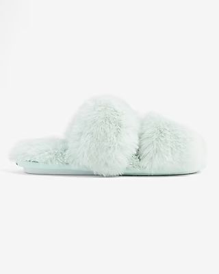 Cozy Faux Fur Double Band Slippers | Express