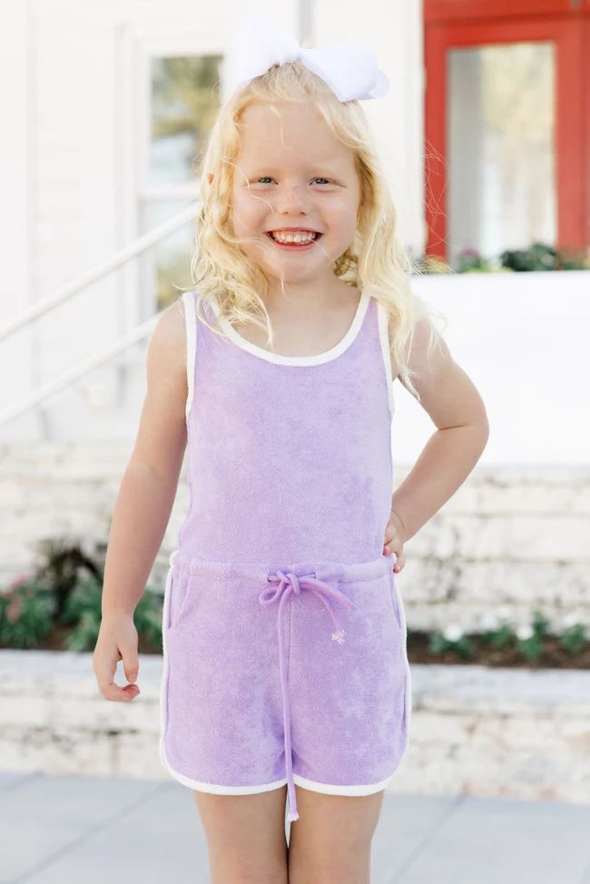 Kid's Rylee Lilac Terry Cloth Romper Tori X Pink Lily | Pink Lily