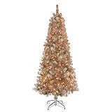 Puleo International 6.5 Foot Pre-Lit Rose Gold Tinsel Artificial Christmas Tree with 400 UL-Listed C | Amazon (US)