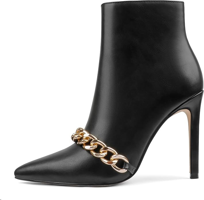 COLETER Women's 10cm Ankle Boots Closed Pointed Toe High Heel Side Zipper Warm Dress Booties | Amazon (US)