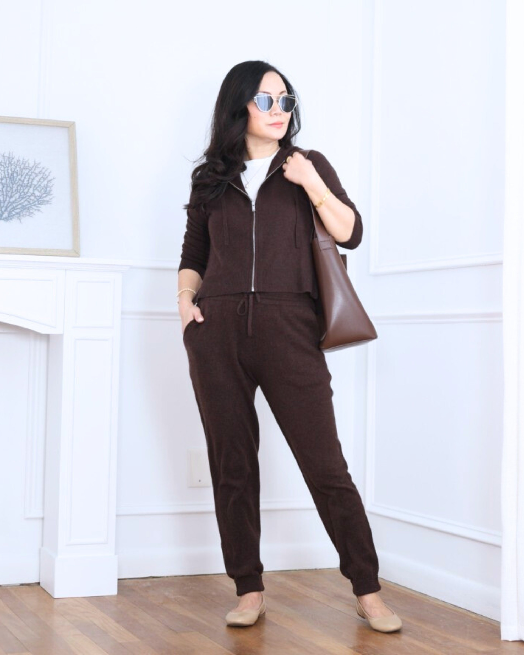 Off-duty and effortless — a zip-up hoodie layered over a white tee with jogger pants from Naadam. Comfortable, minimal, and perfect for laid-back days when you still want to look put together. I’m 5’2, wearing size XS.

#LTKOver40 #LTKPetite #LTKootd