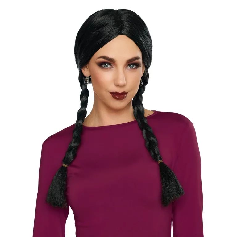 Halloween Unisex Long Pigtail Costume Wig, Black, by Way to Celebrate | Walmart (US)