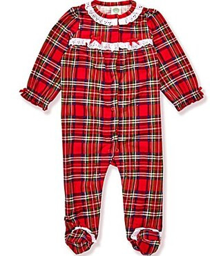 Little Me Baby Girls Long-Sleeve Plaid Footie - 3 Months | Dillard's