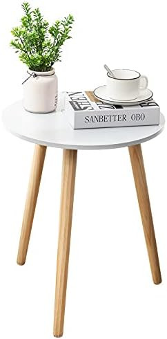 Apicizon Round Side Table, White Nightstand Coffee End Table for Living Room, Bedroom, Small Spac... | Amazon (US)