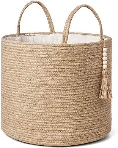 Mkono Woven Storage Basket Decorative Natural Rope Basket Wooden Bead Decoration for Blankets,Toy... | Amazon (US)