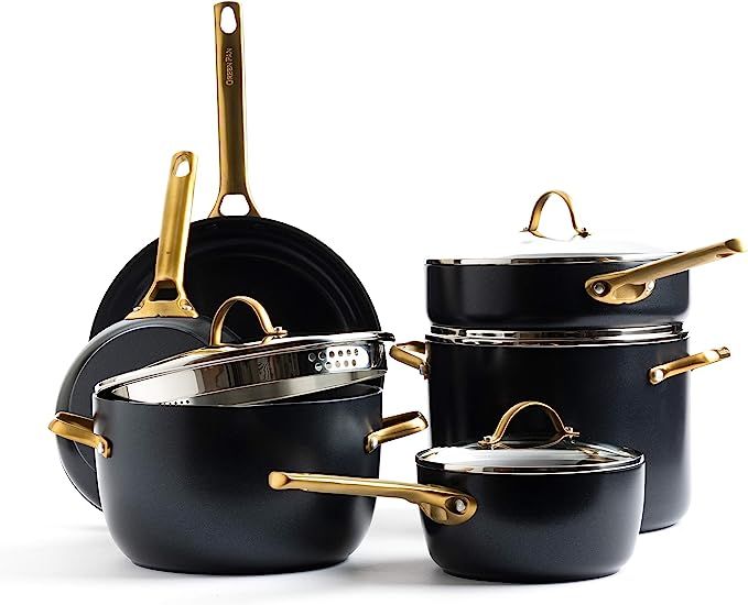 GreenPan Padova Reserve Healthy Ceramic Nonstick, Cookware Pots and Pans Set, 10 Piece, Black and... | Amazon (US)