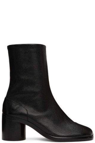 Maison Margiela - Black Mid Heel Tabi Ankle Boots | SSENSE