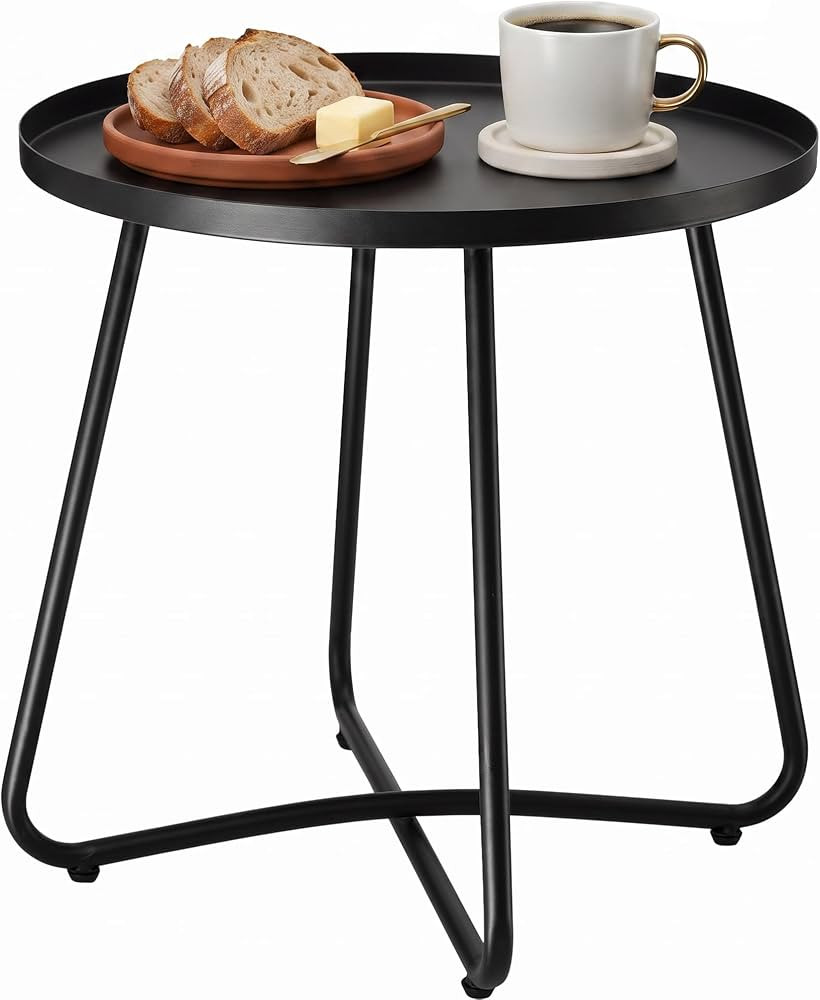 danpinera Outdoor Side Tables, Weather Resistant Steel, Small Round End Table for Patio Yard Balc... | Amazon (US)