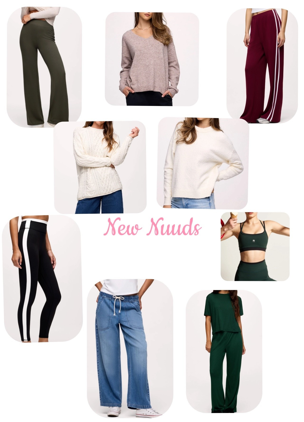 New from Nuuds! Get your fav athletic styles and casual looks here! These sweaters look heavenly and the pull on jeans?!? Sign me up! 

#LTKSeasonal #LTKActive #LTKFindsUnder100