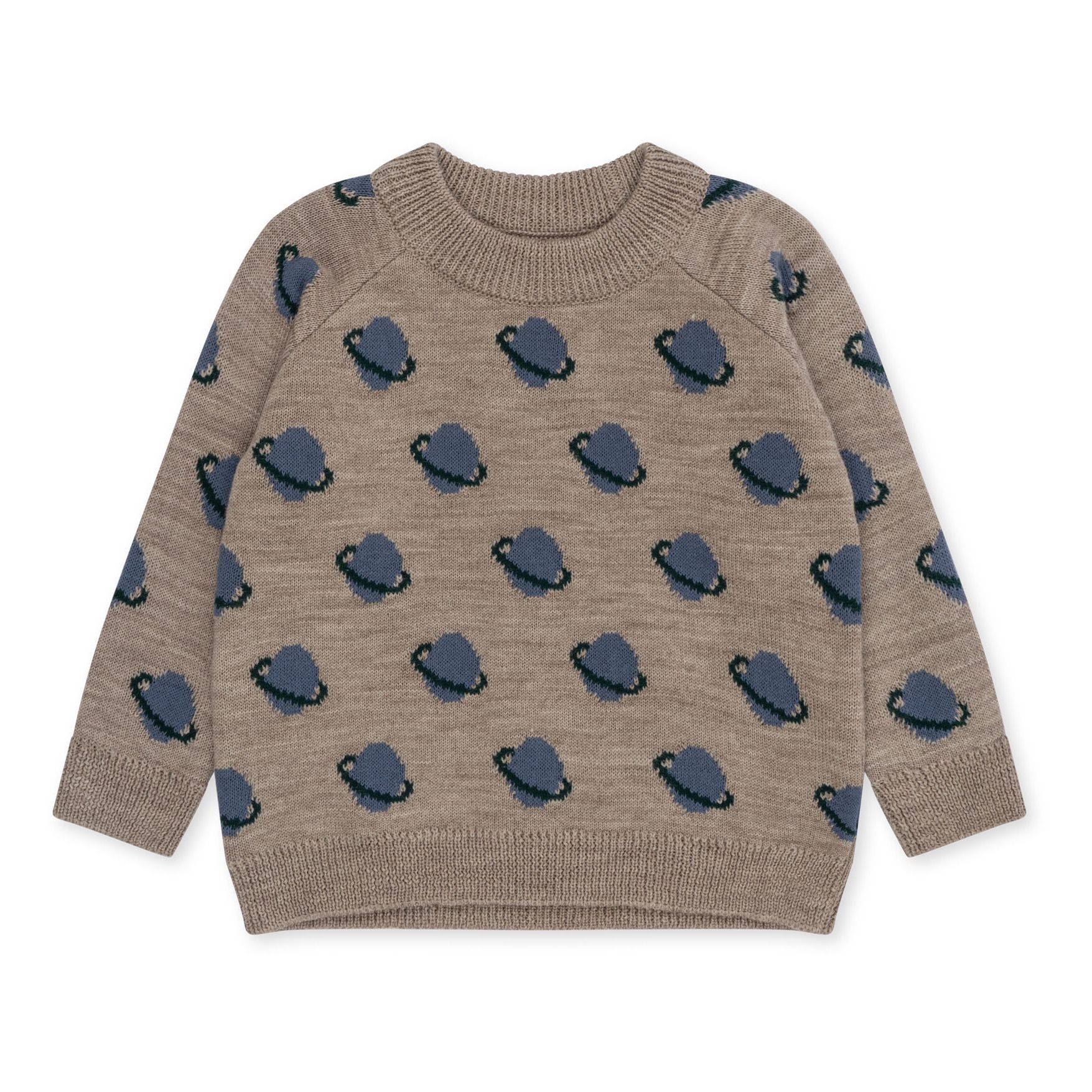 Belou Planets Merino Sweater | Taupe brown | Smallable