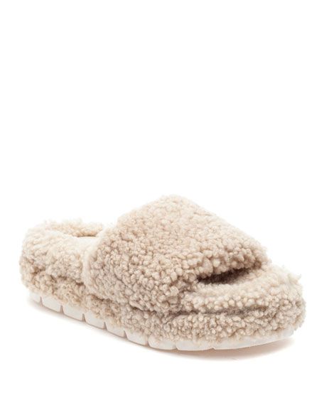 Bryce Shearling Comfy Slippers | Neiman Marcus