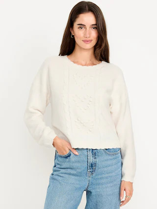 SoSoft Crew-Neck Bobble Heart Sweater | Old Navy (CA)